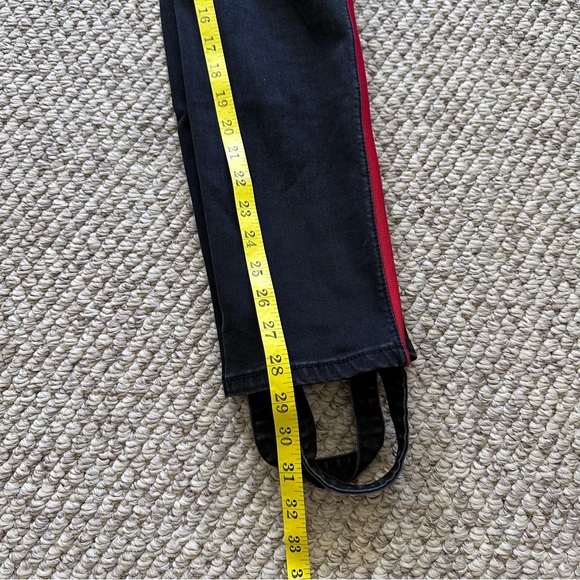 SIWY women’s jeans red stripe bottom stirrups black red size 28” waist USA Made - Picture 3 of 14